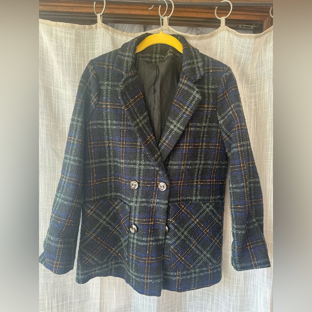 Plaid Double-Breasted Coat
